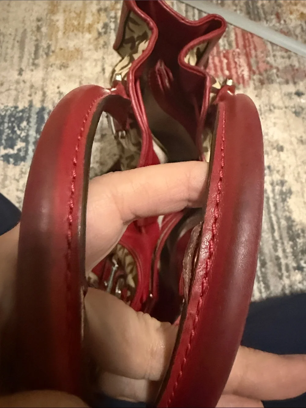 Michael Kors Brown Signature MK Tote with Red Trim